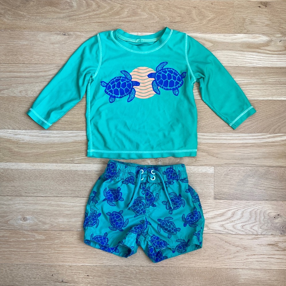 Baby GAP Turtle Swim Trunks and Rashguard Set 12-18mo